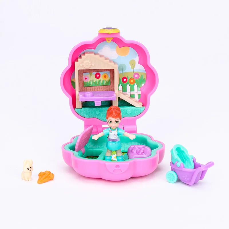 6 шт. Polly Pocket Micro Series 6 стилей мини скрытый мир сцена девушка дом куклы с Polly Stick оригинальные игрушки для девочек Подарки