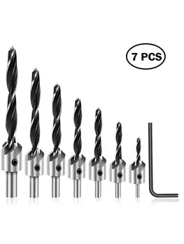 

7PCS Countersink Drill Bit HSS Drill Bit Set With Adjustable Woodworking Chamfering Counter Bits Perfect For Plastic Wood
