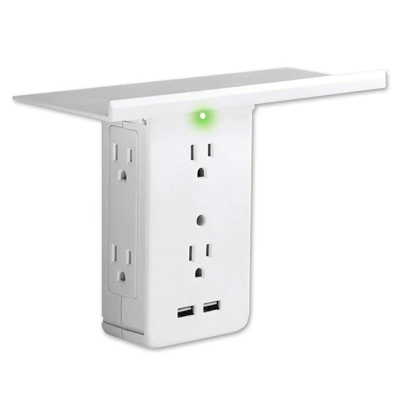 

Switch Socket Rack 6 Electrical Outlet Extenders 2 USB Charging Ports Home JA55