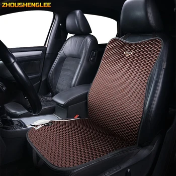 

ZHOUSHENGLEE 12V Heated car seat cover for Jaguar all models F-PACE XE XJ XF XEL XJL XFL winter cushions car styling