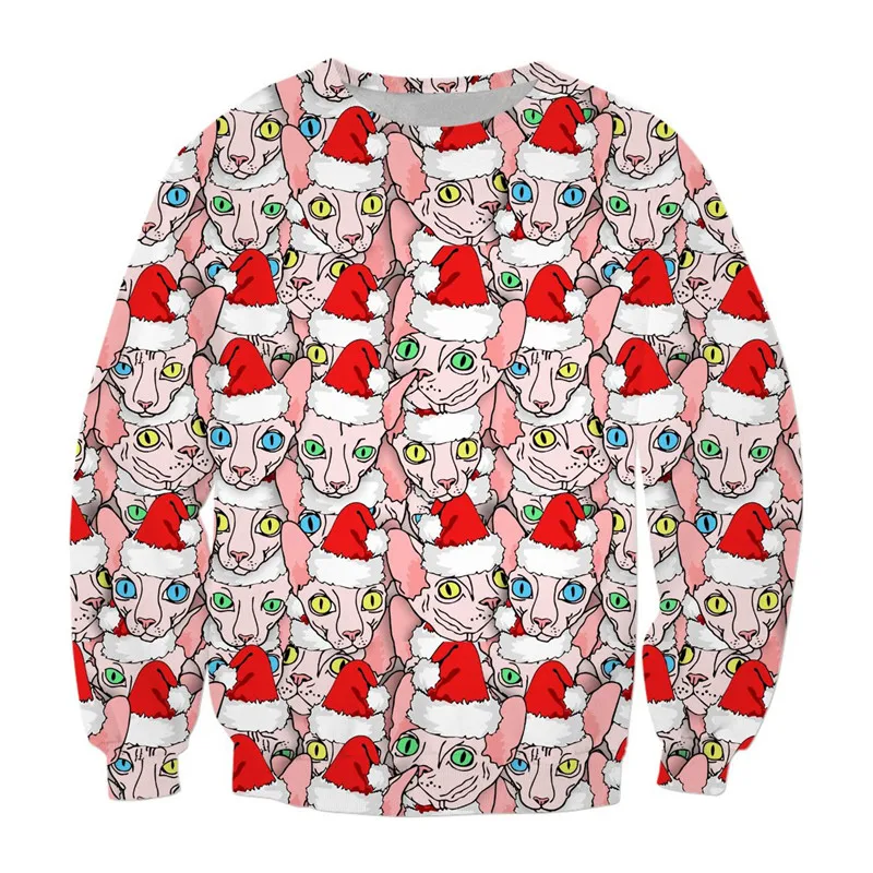 

Naked Christmas Sphynx 3D All Over Print Crewneck Pullover Hoodies Sweatshirt Casual Hipster Funny Streetwear Men Unisex Clothin