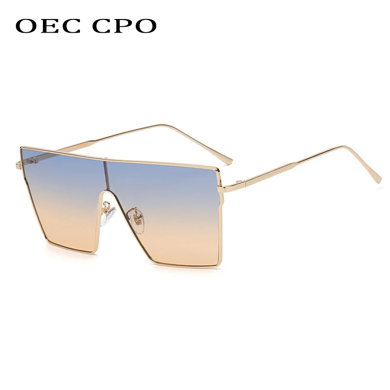 

OEC CPO Steampunk One Piece Sunglasses Women Men Oversized Square Sun Glasses Female Punk Shades Goggle UV400 Eyeglasses O1180