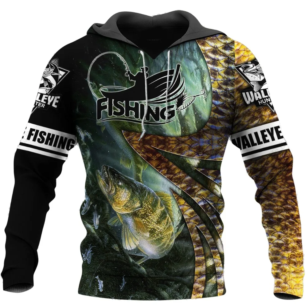 Spread stores Walleye Fishing Camo 1203 Hoodie Over Print Plus Size (1)