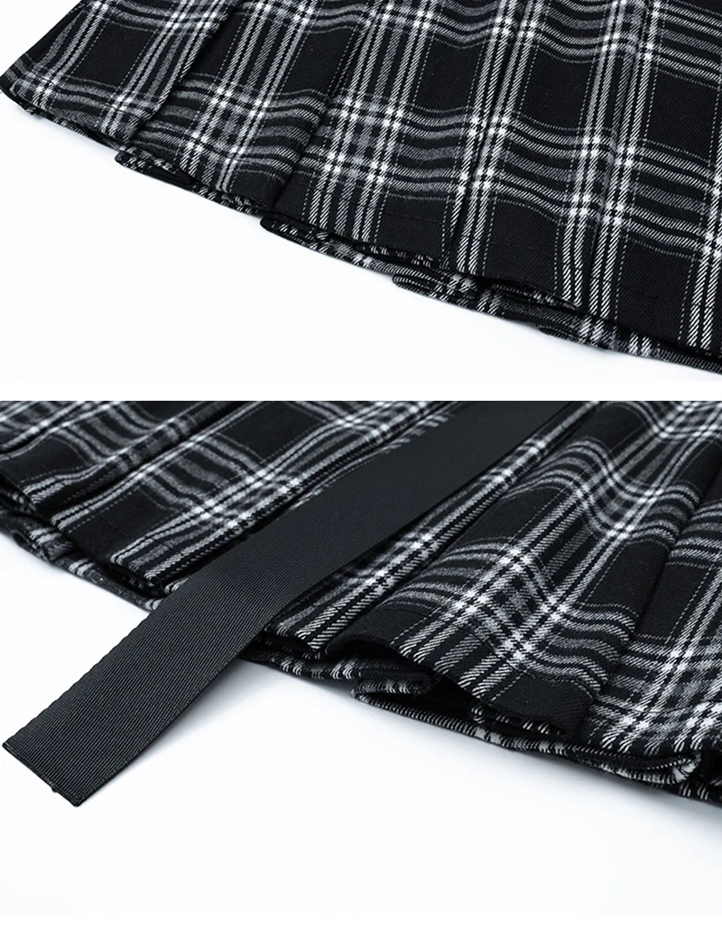 [EAM] High Waist Black Plaid Printed Buckle Temperament Half-body Skirt Women Fashion Tide New Spring Summer 2020 1X535