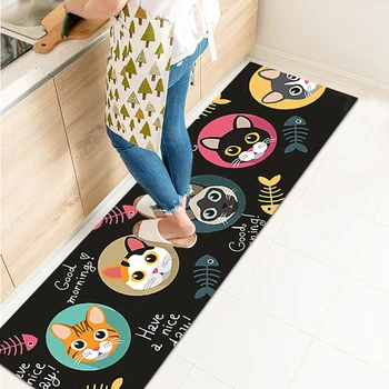 

Set Of 40x120cm+40x60cm Long Kitchen Rugs Bath Carpet Floor Mat Non-slip Home Entrance Doormat Absorbent For Bedroom Living Room