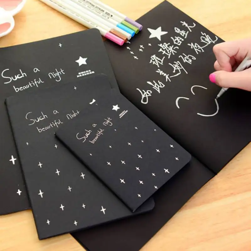 

1Pcs Sketchbook Diary for Drawing Painting Graffiti Soft Cover Black Paper Sketch Book Notebook Office School Supplies Gift