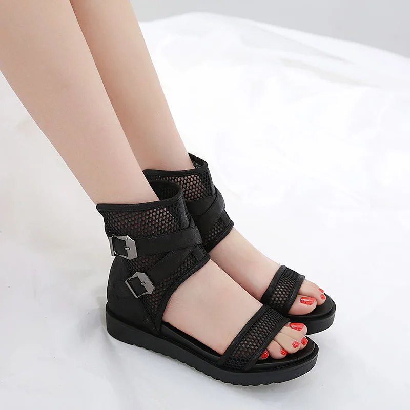

2018 Spring And Summer New Style Rome Peep-Toe Sandals Versitile Fashion Casual Soft-Sole Mesh Rome WOMEN'S Shoes A858-9