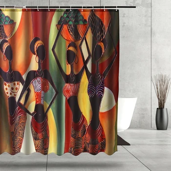 

Protective African Woman Printed Hotel Waterproof For Bathroom Gift Modern Shower Curtain Window Cover Indoor With Hook Fashion