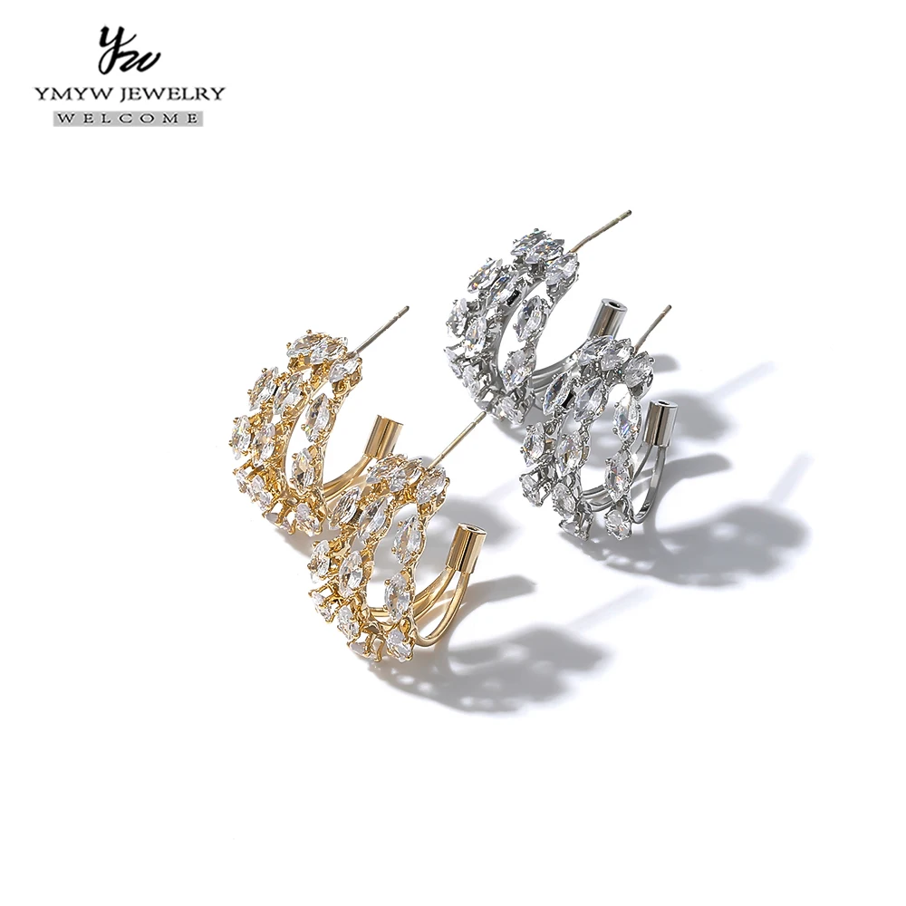 YMYW AAA кубический цирконий серьги-гвоздики женские свадебные вечерние Роскошные массивные ювелирные изделия романтические серьги со значком вечности подарок для любимой