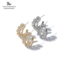 YMYW AAA кубический цирконий серьги-гвоздики женские свадебные вечерние Роскошные массивные ювелирные изделия романтические серьги со значком вечности подарок для любимой