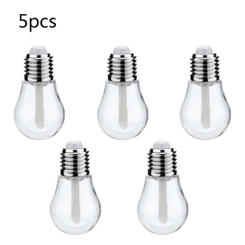 

5Pcs Light Bulb Shaped Empty Plastic Bottles Clear Lip Gloss Tubes Refillable