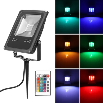

Lawn Flood Light 20W RGB LED Lawn Lamp Floodlight Spotlight Remote Controller Waterproof Garden Channel Spotlight AC 85-245V