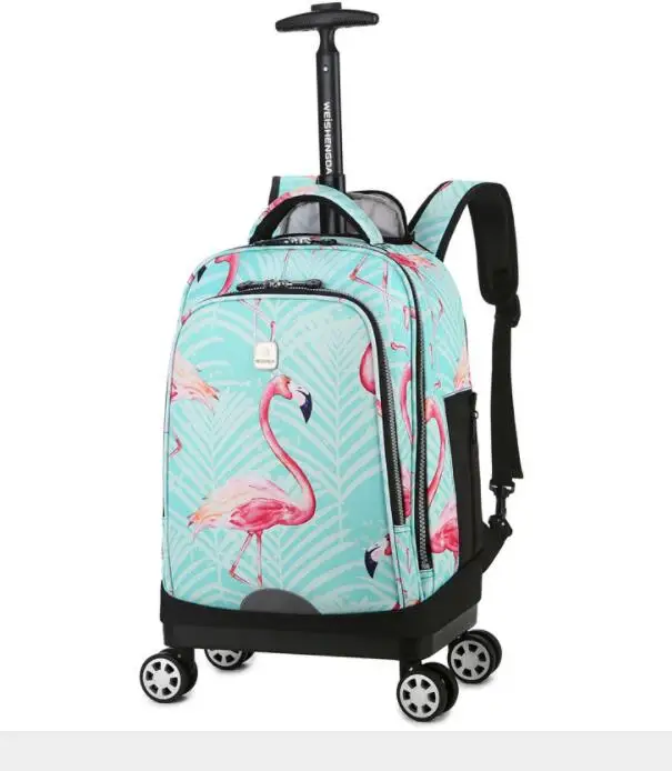 Weishengda Travel Rolling luggage backpack Bag Children travel trolley bag teeangers wheeled backpack for school bag with wheels 3