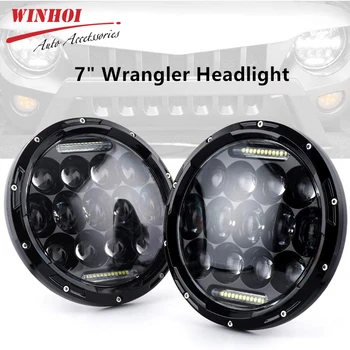 

Car Headlight 7" 75W Led Headlight Hi/Low Beam Light Halo Angle Eyes DRL Headlamp For Jeep Wrangler for Harley SUV for Lada Niva
