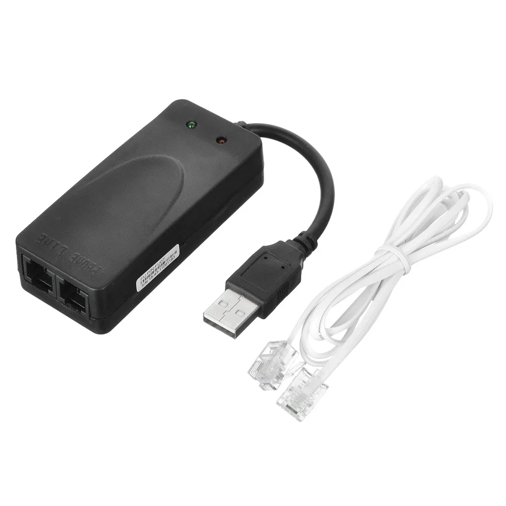 USB2.0 56K Data V.92/V.90 External Voice Fax Modem 1 to 2 Cable For Windows