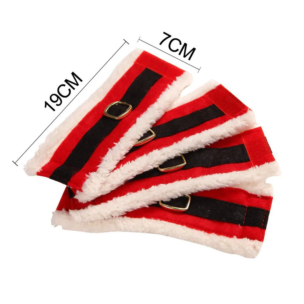 4 PCS/set Christmas Napkin Rings Santa Claus Belt Buckle Shaped Napkin Holder Tableware Christmas Table Decorations navidad