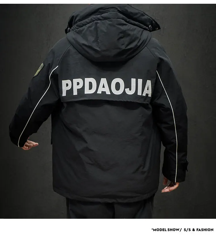 Зима, стиль, хлопковая стеганая одежда, Ретро стиль, японский стиль, большой размер, модная мужская одежда с принтом, спортивная теплая одежда с капюшоном