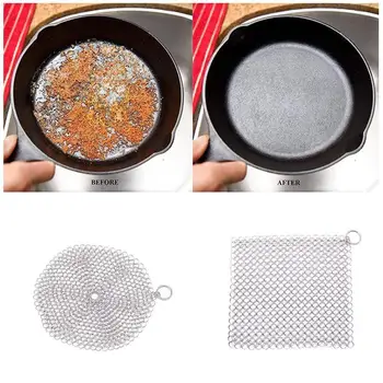 

Cast Iron Cleaner Stainless Steel Scrubber Durable Anti-Rust Scrubber for Pots Skillets Griddle Pans BBQ Grill