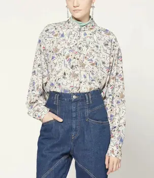 

Women's Silk Blouse Zebra Stripes Print O-neck Fashion Long Sleeve Shirt 2020 New Single-breasted Femme Blouses Top