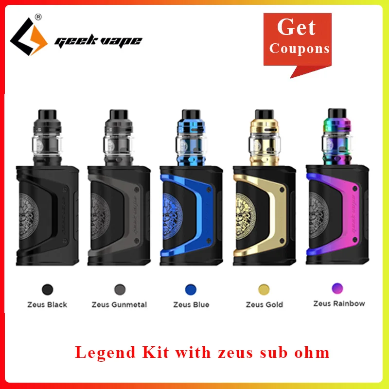 Limited Geekvape Aegis Legend Kit Electronic cigarette legend mod & zeus sub ohm tank 510 E Cigarette Vape Kit No 18650 battery
