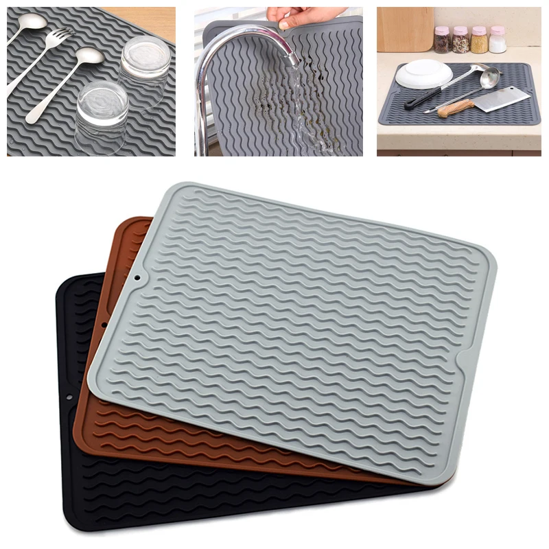 40*30 Foldable Drying Heat Insulation Soft Rubber Dishes Protector Sink