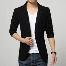 DEE MOONLY/Новая приталенная повседневная куртка, хлопковый Мужской Блейзер, пиджак с одиночной пуговицей, черный мужской костюм, пиджак, лоскутное пальто, мужской комплект