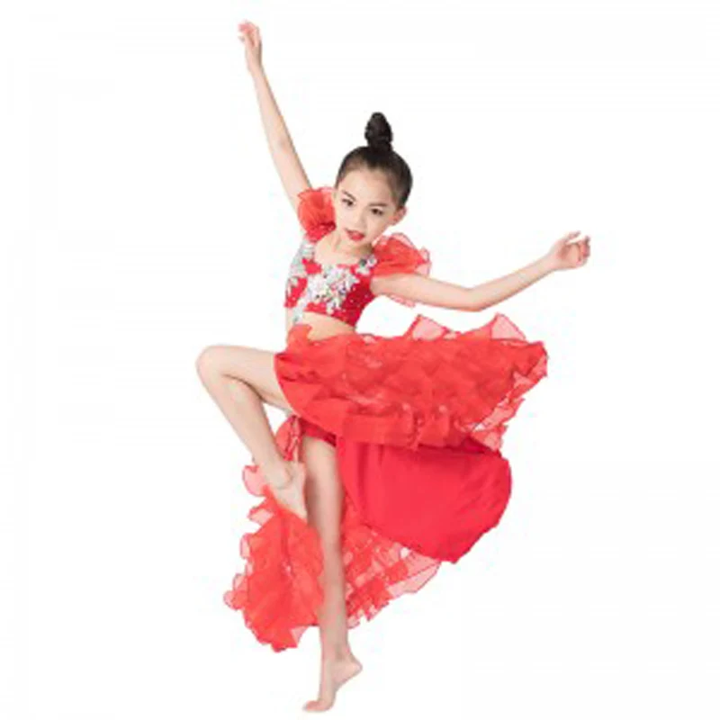 

New Arrival Kids Belly Dance Indian Dance Costume Set Tops&Skirt Girls Dance Wear Clothes Popular Dancing Suits 2 colors