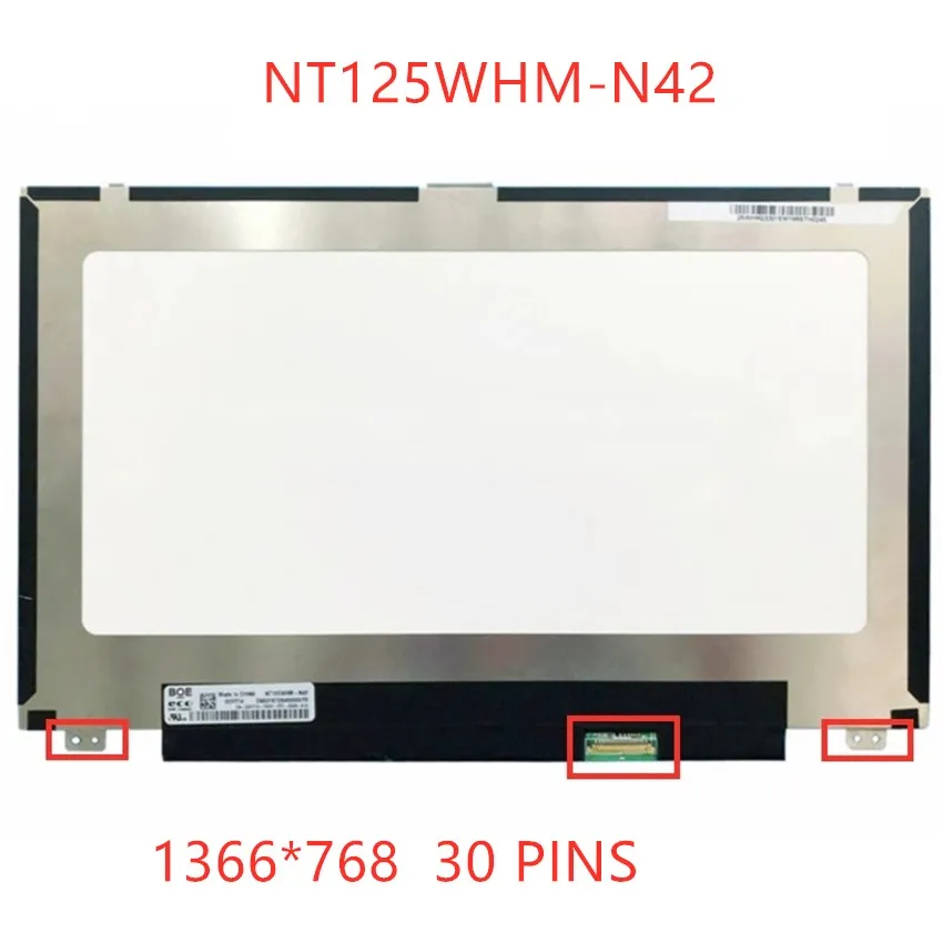 

LCD replacement NT125WHM-N42 fit M125NWR1 12.5"LED LCD Screen eDP 30pins HD 1366X768 Display Panel with 2 Special Screw Holes