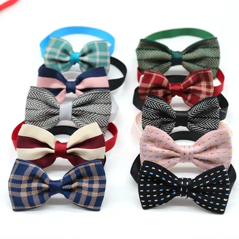 

50PCS Pet Cat Dog Bow Tie Winter Pet Supplies Dog Accessories Small Dog Bowtie Collar Plaid Style Small Dog Grooming Products