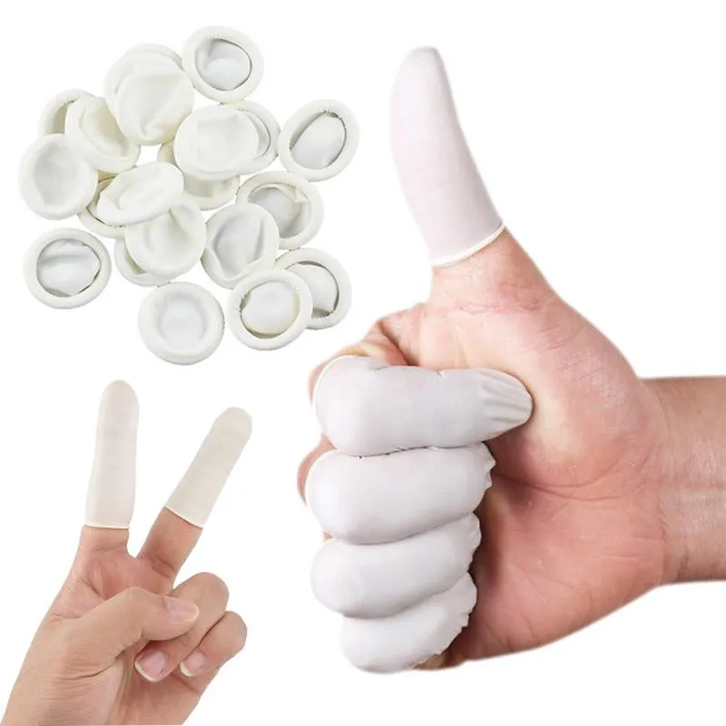 

130PCS Disposable Natural Rubber Gloves Finger Cots Latex Fingertip Protective