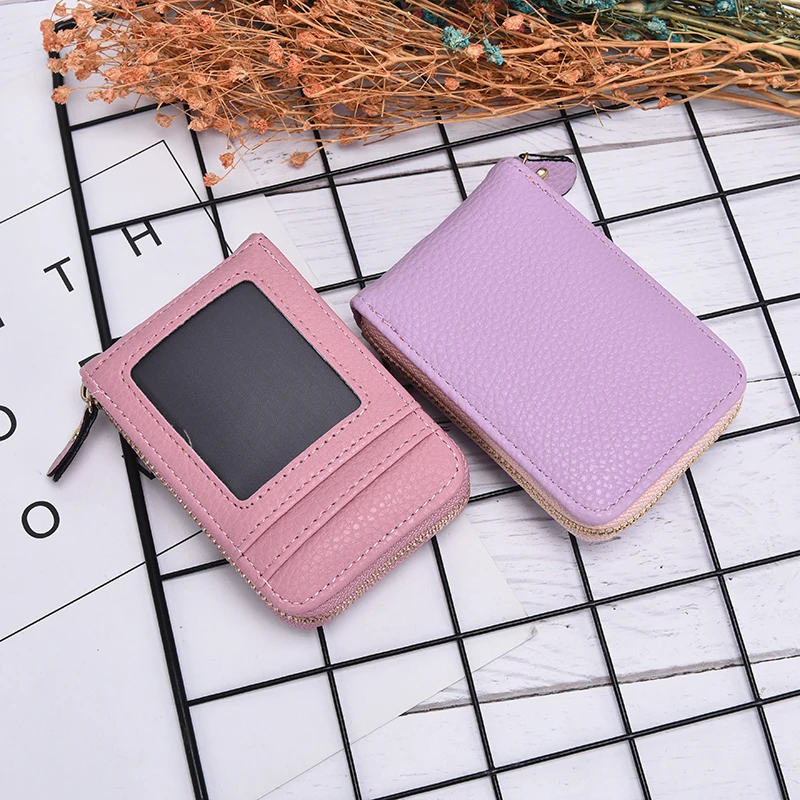 1Pc Unisex Lady Men Wallet Credit Card Case Holder Leather Blocking Zip Pocket