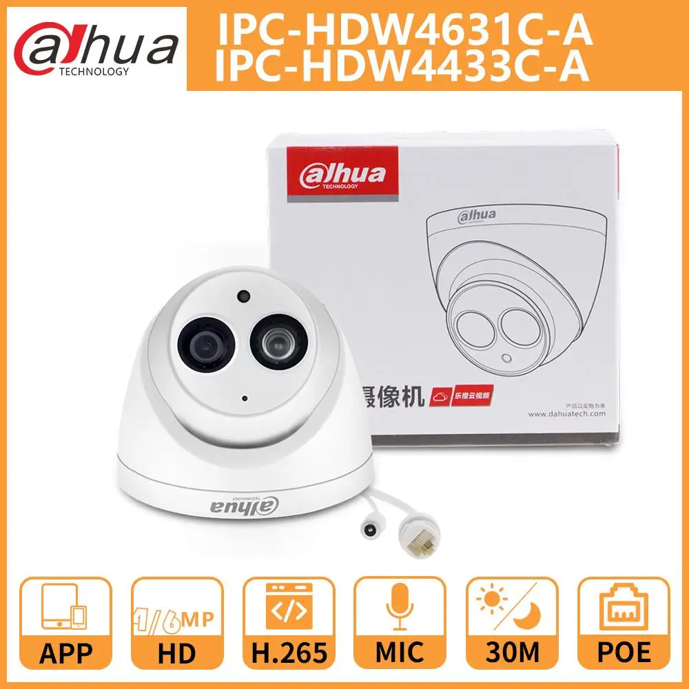 DH Dahua IP камера 4MP 6MP IPC HDW4631C A HDW4433C купольная CCTV с ИК PoE Встроенный микрофон сетевая