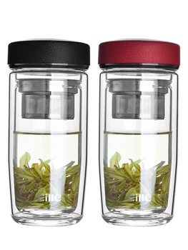 

Reusable Tea Infuser Water Bottle Cute Children Gallon Glass Water Bottle Silicone Sleeve Borraccia Termica Drinkware OO50BL