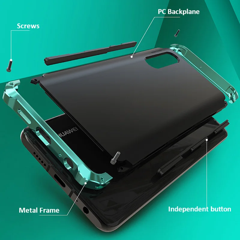 Najtaniej Dla Huawei P30 Pro Case twarde TPU etui wstrząsoodporne metalowy zderzak pokrywa dla Huawei P30pro Case luksusowe akcesoria ochronne 360