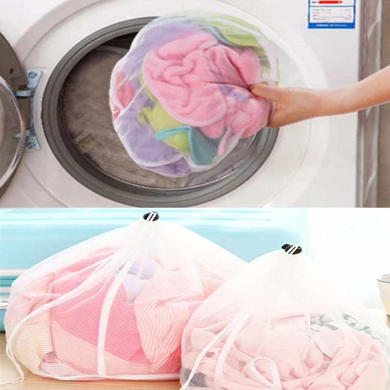 

Laundry Net Bag Drawstring Closure Washing Machine Aid Mesh Bags