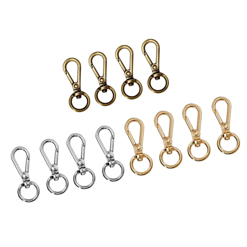 12PCS 360&deg; Swivel Lobster Clasps Clips Snap Hook Craft Handbag Key Accessory