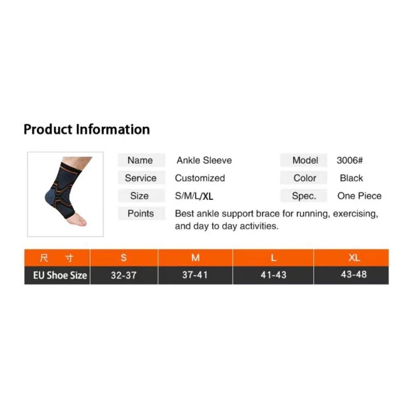 1 PCS Ankle Brace Compression Support Sleeve Elastic Breathable for Injury Recovery Joint Pain basket Foot Sports Socks
