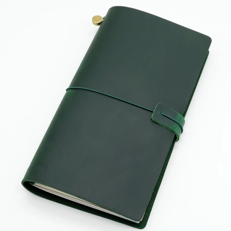 Diario In Vera Pelle Verde Con Chiave - 21x17cm, Carta Cotone, Per Scrittura E Viaggi