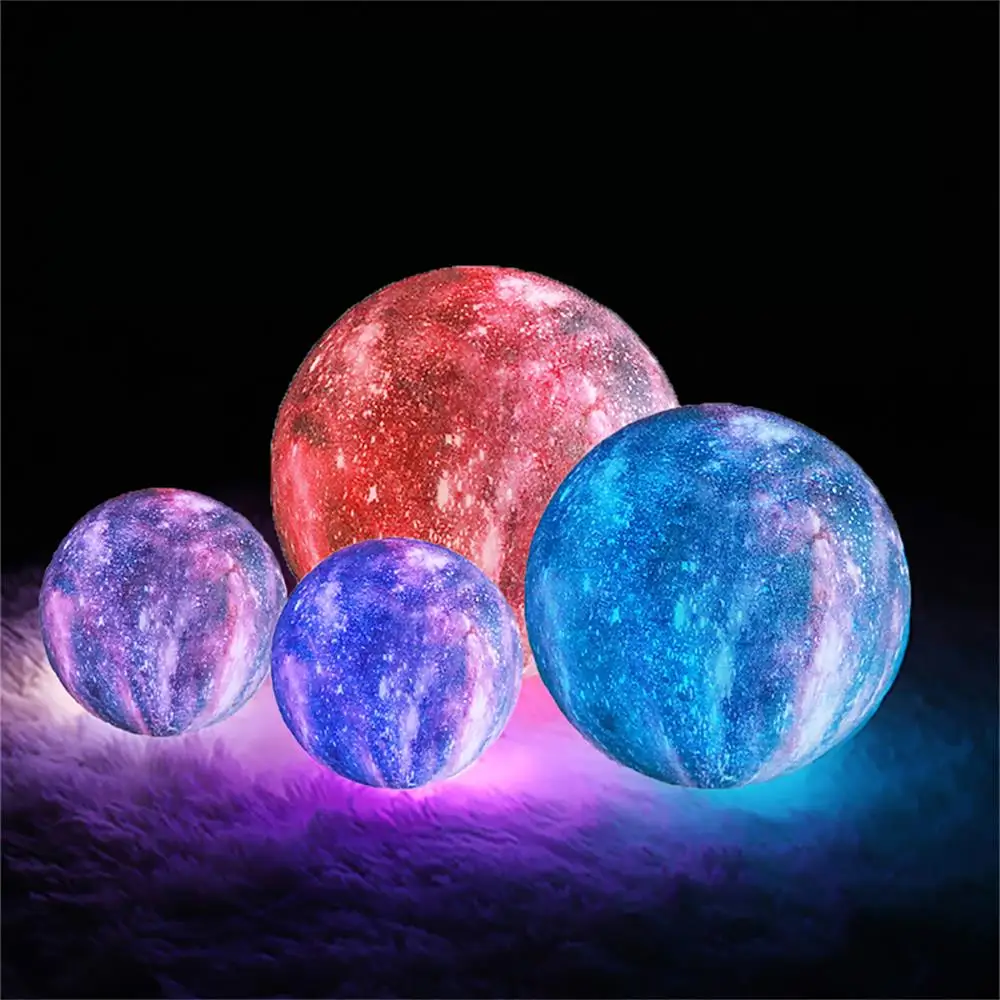 15 см 3D печать Galxy Moon лампа Изменение цвета звездное небо ночник планета ночной Светильник Звезда Луна перезаряжаемый Прямая поставка