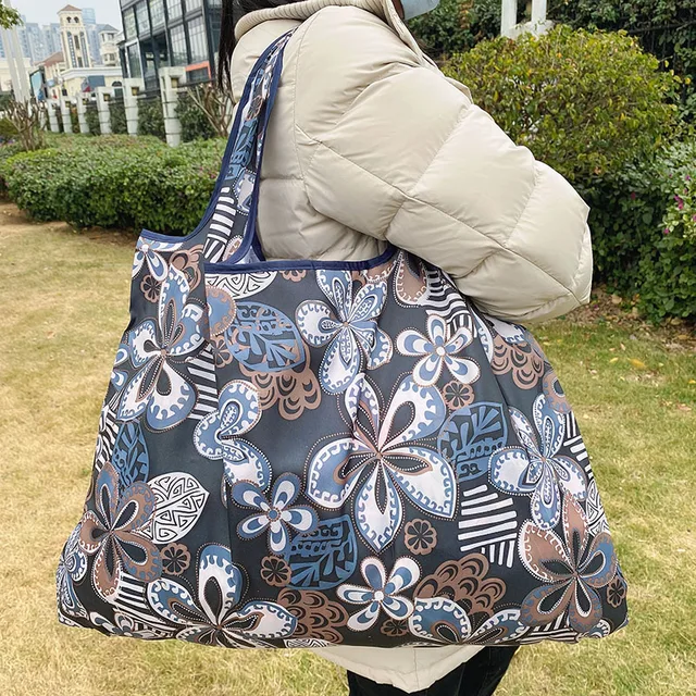 Large Size Reusable Shopping Bag Grocery Bag Oxford Cloth Environmental Protection Bag Travel Shoulder Bag Lady's Tote Bag 32028