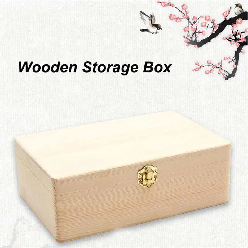 Натуральная деревянная коробка для хранения с крышкой, золотой замок, открытка, органайзер для мелочей, ручной работы, чехол для ювелирных изделий, деревянная коробка для дома