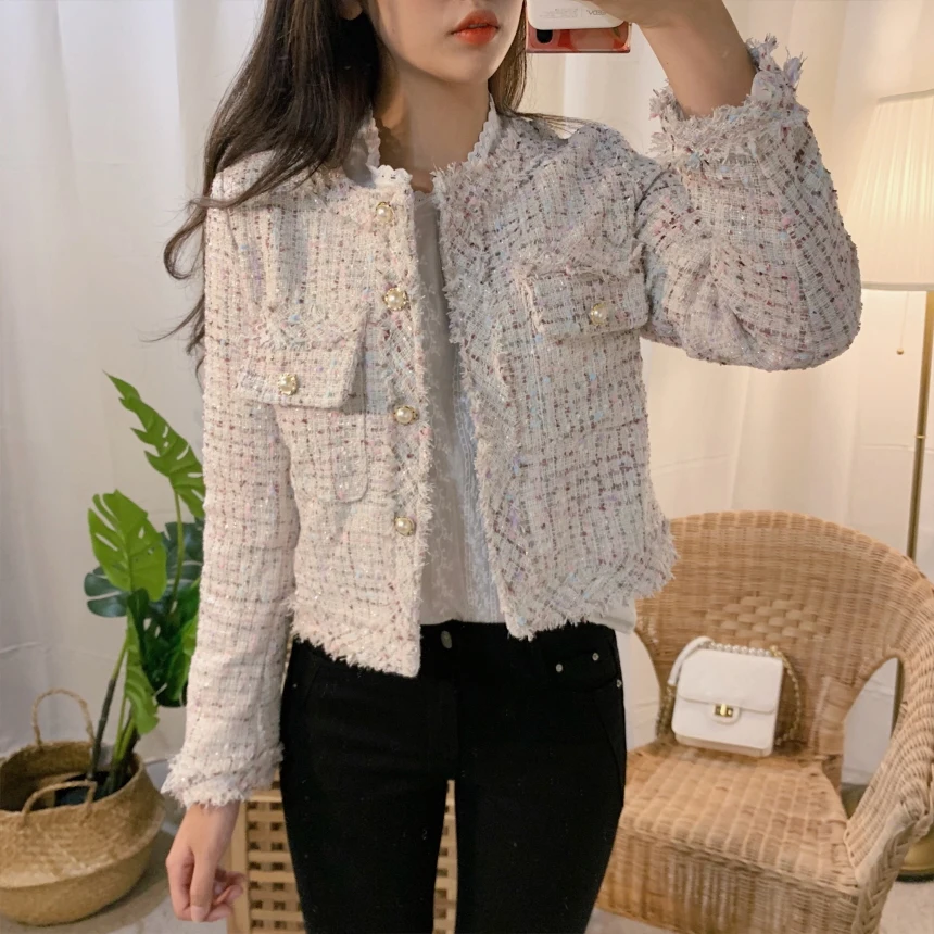 2023 Autumn New Tweed Sweater Jacket Coat Women Elegant