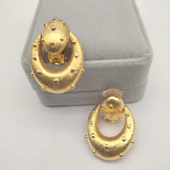 

Timeless Wonder Brass Geo Statement Clip on Earrings Women Jewelry Punk Gothic Boho Designer Ins Trendy Rare Super Earcuff 2179