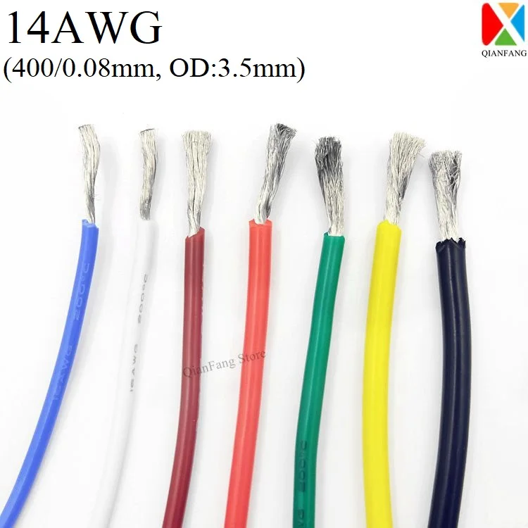1 м 14AWG медный кабель из силиконовой резины электронный светодиодный