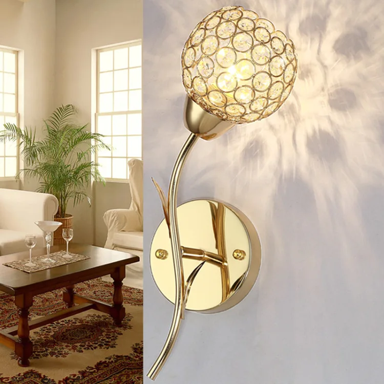

Modern simple European bedroom bedside crystal wall lamp, living room, corridor, hotel engineering practical wall lamp