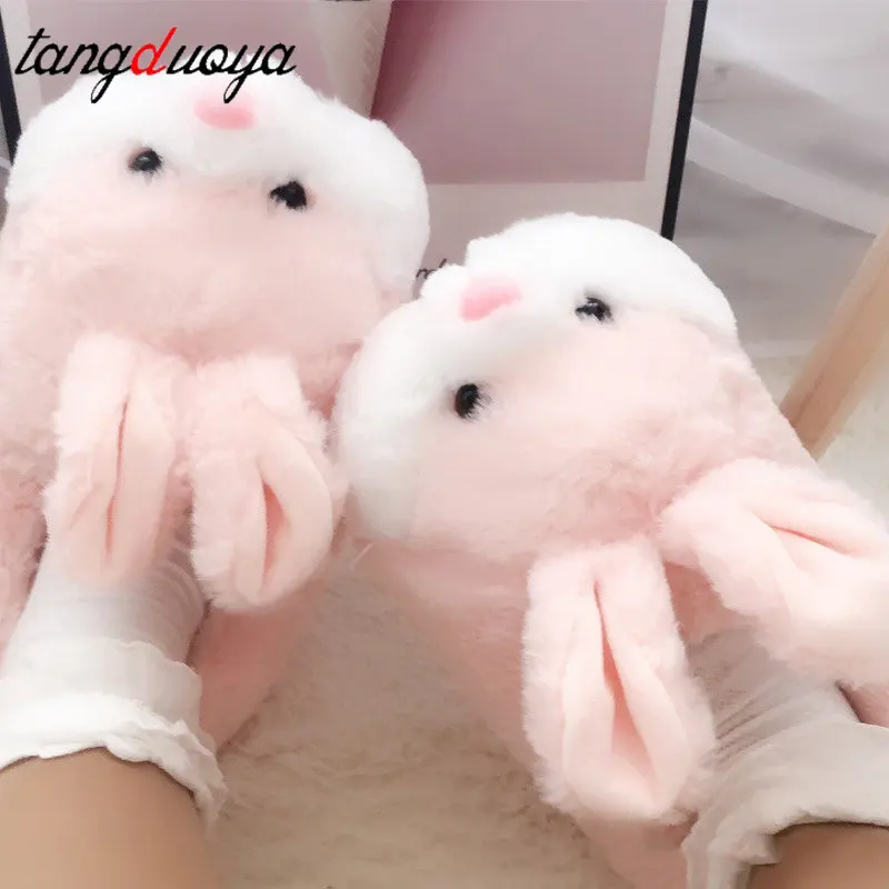 Women Cute Rabbit Slippers | Indoor Women Rabbit Slippers | Plush Slippers Rabbit - Slippers - Aliexpress