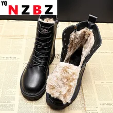 

Waterproof Winter Snow Boots Women 2022 Plus Velvet Thick Cotton Women Shoes Black Leather Warm Platform Women's Ankle Boots