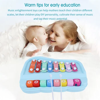 

Funny 2 In 1 Clear Sound Musical Instrument Toy Eight Tone Piano Colorful Kids Parent Harp Playing Hand Clock Early Education