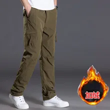 Зимние теплые брюки карго из плотного флиса, мужские повседневные свободные брюки с несколькими карманами, мужские, военные армейские стильные брюки зеленого цвета и цвета хаки, Размер 3XL
