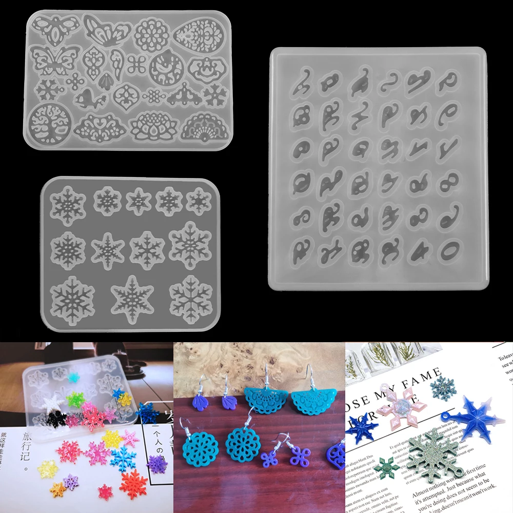 

1pcs Snowflake Butterfly Silicone Mold Necklace Earring Pendant Key Chain Epoxy Resin Mould For DIY Jewelry Making Finding Tools